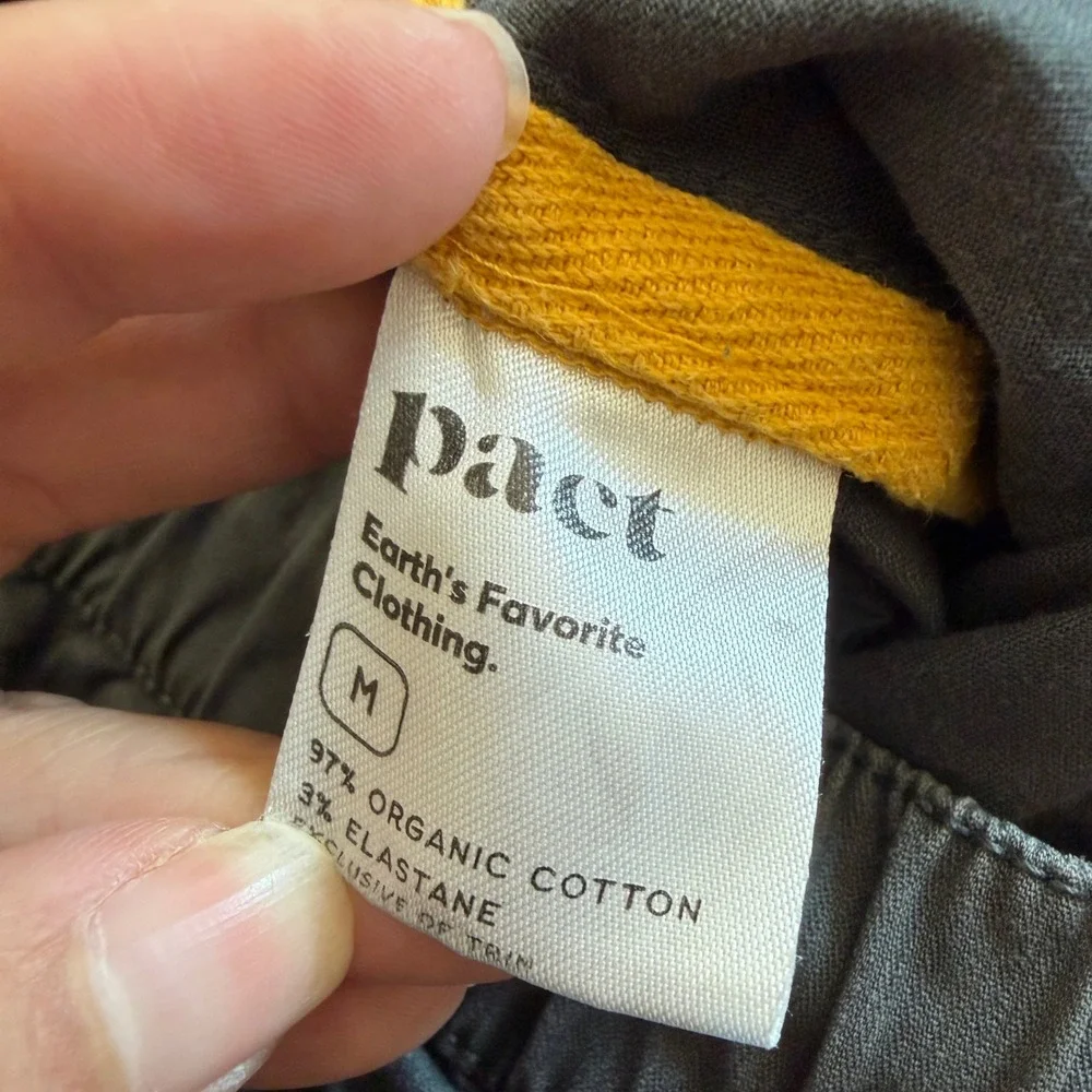 PACT Mens Organic Cotton Elastic Waist Tapered Pants Size Medium Gorpcore Casual